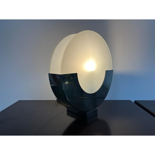 Metal Table Lamp with Chromed Steel Base and Double Glass, 1970s For Sale - Image 7 of 7