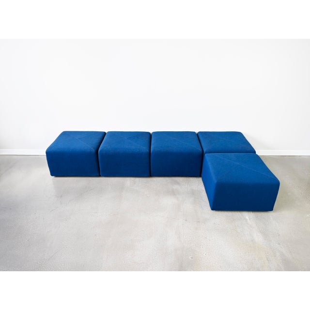 Blue Modular Upholstered Sistema 61 Cube Seating by Giancarlo Piretti for Anonima Castelli - Set of 5 For Sale - Image 8 of 15