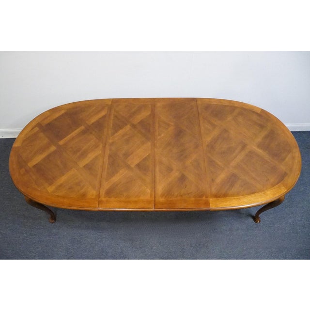 Late 20th Century Thomasville Furniture Fisher Park Collection 99" Oval Dining Table W. Basket Weave Parquet Top 24921-752 For Sale - Image 5 of 12