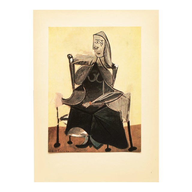 1946 After Pablo Picasso "Seated Woman", Second Edition Period Pairisian Offset Lithograph For Sale