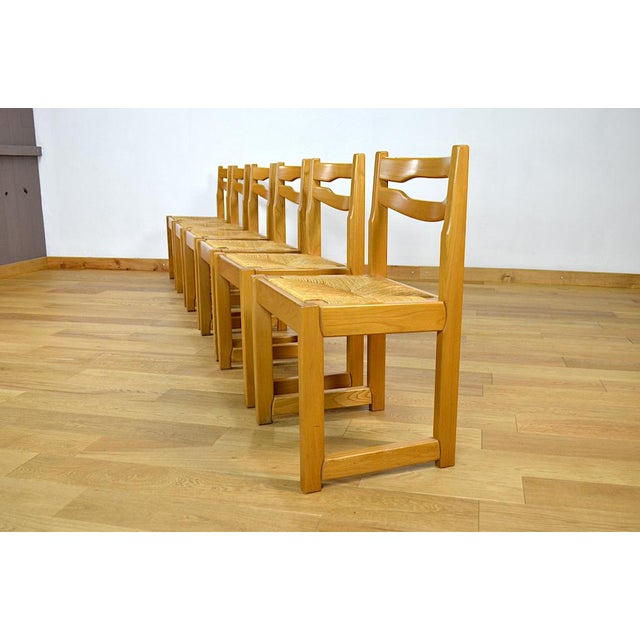 Vintage Elm Chairs from Maison Regain, 1980, Set of 6, in Very Good conditions. Designed 1980 to 1989 This piece is...