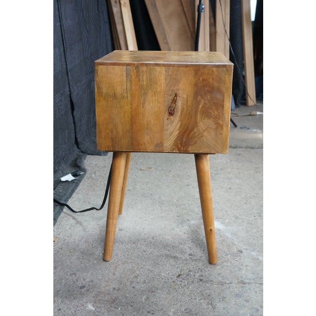 Brown Organic Modern Mango Wood 2 Drawer Side End Accent Table Nightstand MCM For Sale - Image 8 of 18