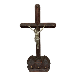 Antique Tramp Art Crucifix