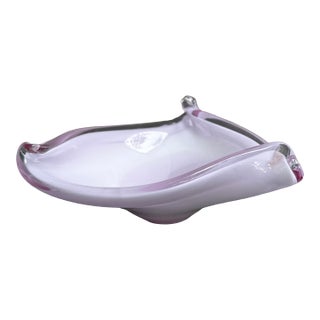 Vintage v.a.n. Italy Lavender Case Glass Triangle Ashtray Mid Century Modern For Sale