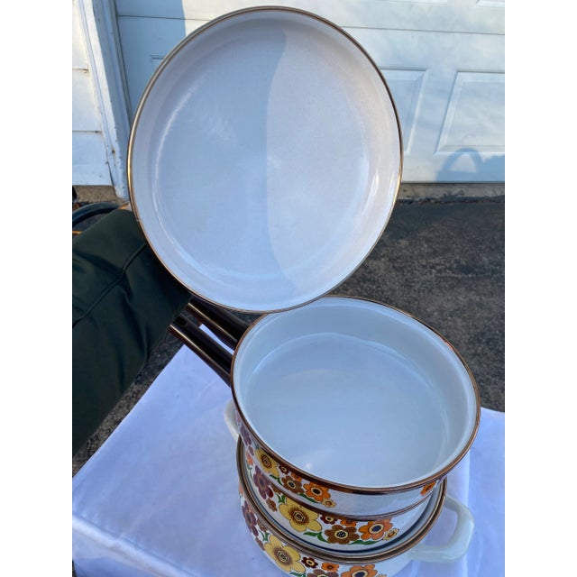 Mid 20th Century Like New 1970’s Enameled Cookware- Set of 3 For Sale - Image 5 of 13