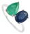 Contemporary 2.66ct Emerald & Blue Sapphire Toi Et Moi Ring in 14k Gold Size 6.5 For Sale