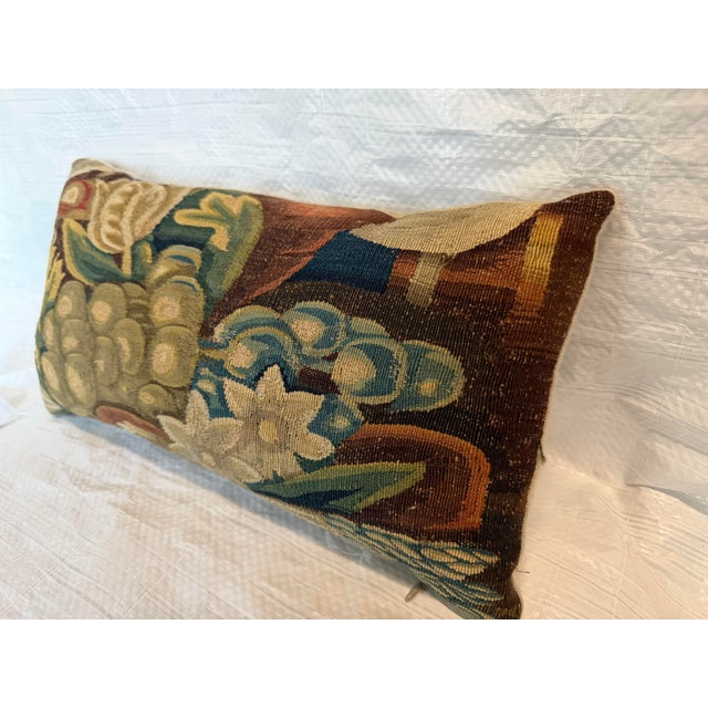 Renaissance Renaissance Brussels Tapestry Pillow Depicting Fruit and Floral Motifs For Sale - Image 3 of 7