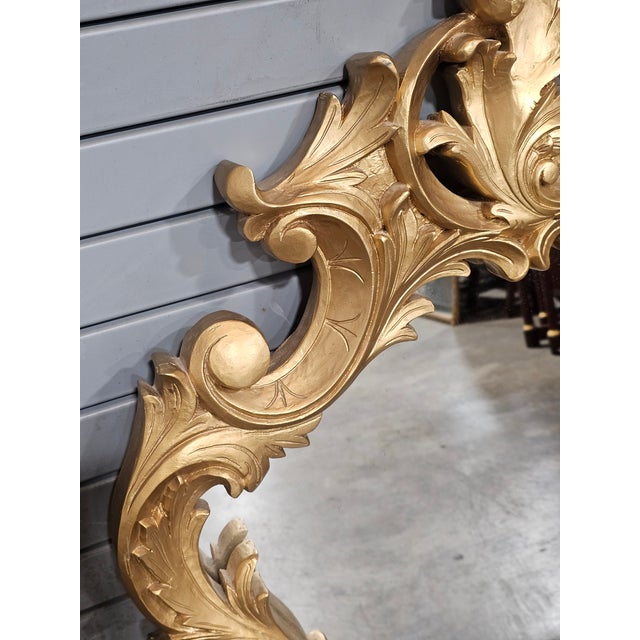 Late 20th Century Gorgeous Designer Roccoco Style Gold Gilt Wood Framed Mirror For Sale - Image 4 of 13