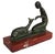 Bronze Antique Art Deco Bronze Sculpture "Woman Feeding Deer" on Red Marble Base 6.5"l X 5.5"h For Sale - Image 8 of 10