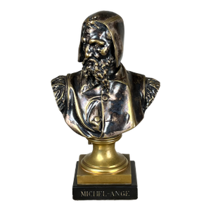 Patinated Bronze Sculpture of Michelangelo by Albert-Ernest Carrier-Belleuse, Modeled Before 1883 in Paris