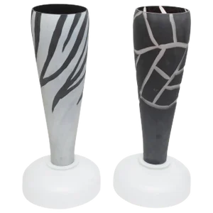 Vintage Murano Mazzega Intaglio Etched Glass Table Lamps Vintage Pair of Italian