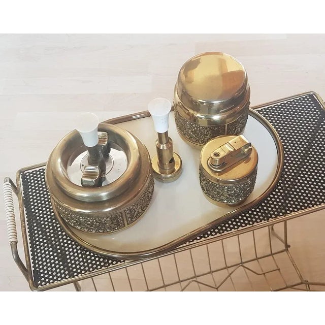 1960s Brass Smoker Set with Putti Relief from Erhard & Sons, 1960s, Set of 4 For Sale - Image 5 of 6