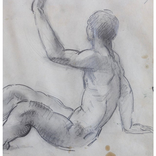 Guillaume Dulac, Study of Male Nude, 1920s, Mixed Media on Paper For Sale - Image 6 of 15