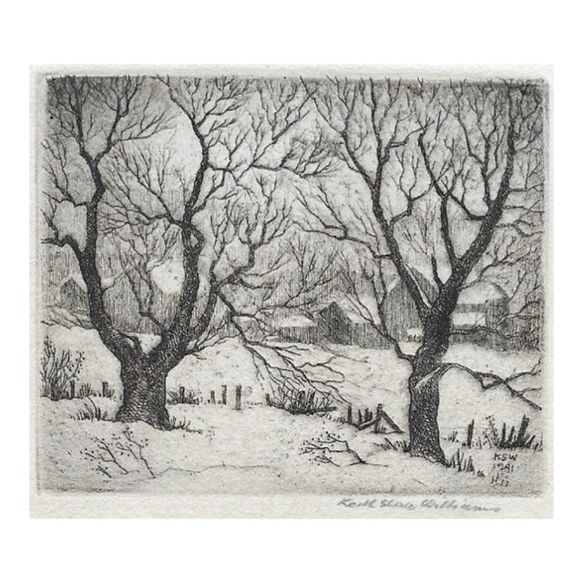 1941 Keith Shaw Williams Winter Landscape Etching | Chairish