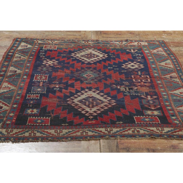 Textile Late 19th Century Antique Caucasian Kazak Rug, 04'06 X 06'06 For Sale - Image 7 of 9