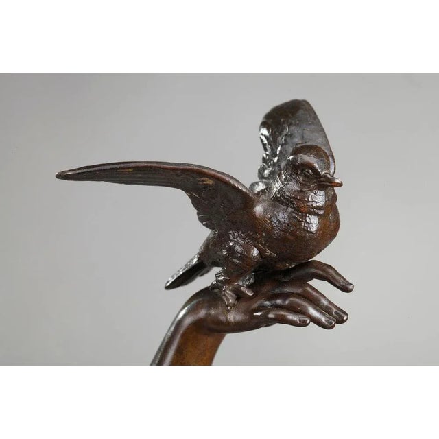 Bronze Femme Aux Colombes Sculpture by Charles-Alphonse Gumery For Sale - Image 6 of 18