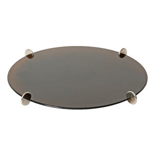 Smoked Acrylic Glass and Chrome Tray or Centerpiece by Cini&Nils, Italy, 1970s For Sale