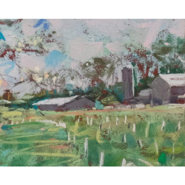 Hazlenut Field by Jeff Slemons | Gouache On Illustration Board Landscape with fields and buildings For Sale