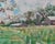 Hazlenut Field by Jeff Slemons | Gouache On Illustration Board Landscape with fields and buildings For Sale