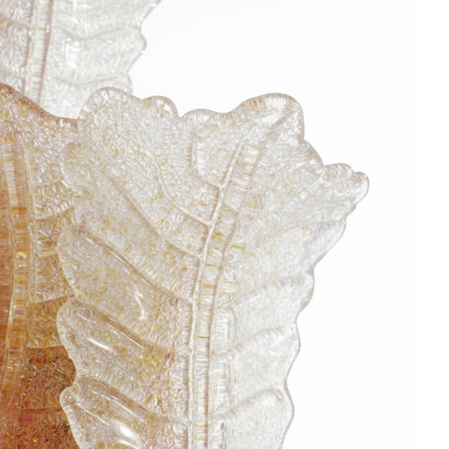 Mid-Century Modern Italian Floral Translucent Murano Glass Sconces, 2010s, Set of 2 For Sale - Image 9 of 11