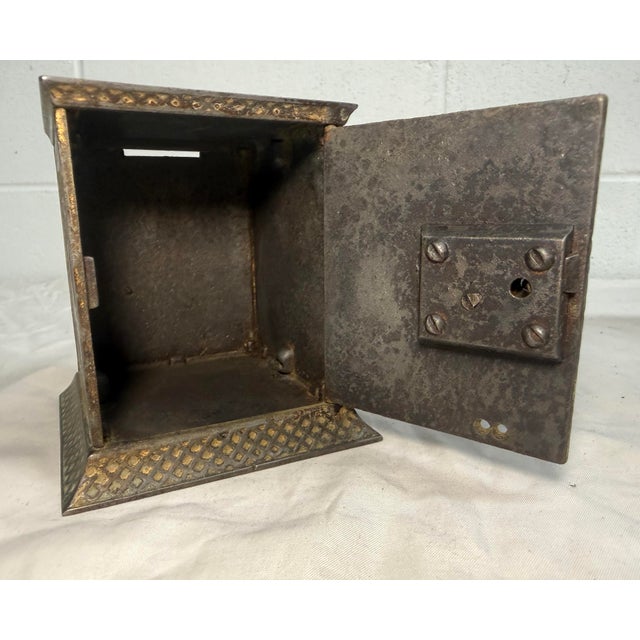 Metal Rare Antique Kyser & Rex Arabian 1882 Cast Iron Still Bank Safe Relief Detail For Sale - Image 7 of 12