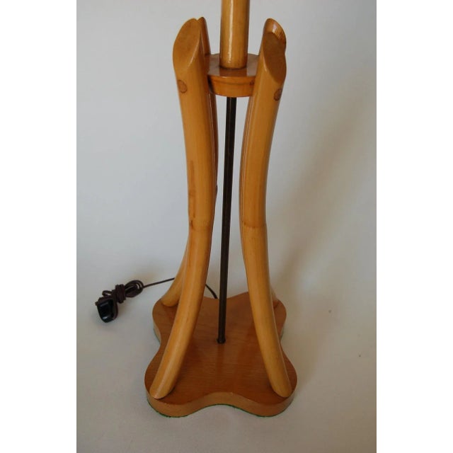 1950s 1950s Restored Hourglass Rattan & Mahogany Lamp, Pair For Sale - Image 5 of 9