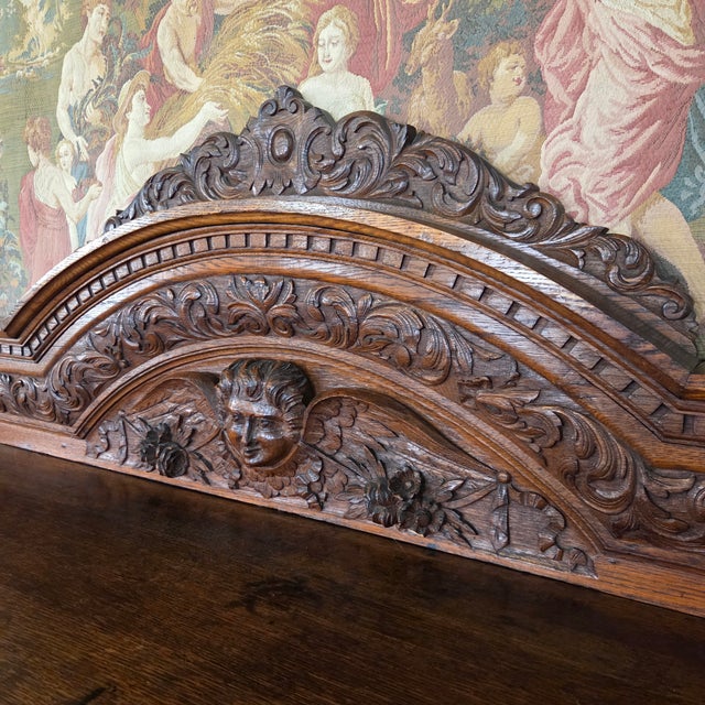 Late 19th Century Heavily Carved Oak Baroque Revival Sideboard Server With 2 Doors & 2 Drawers For Sale - Image 10 of 18