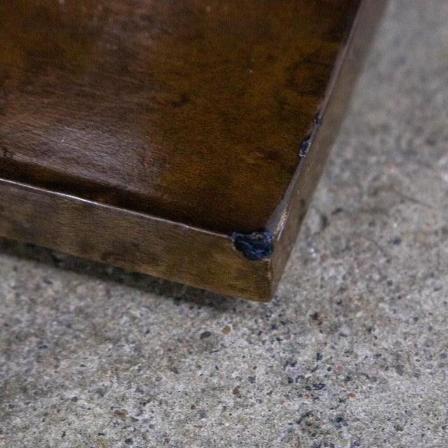 Late 20th Century Modern Geometric Crescent End or Side Table Burl Veneer With Rectangle Glass Top For Sale - Image 9 of 18