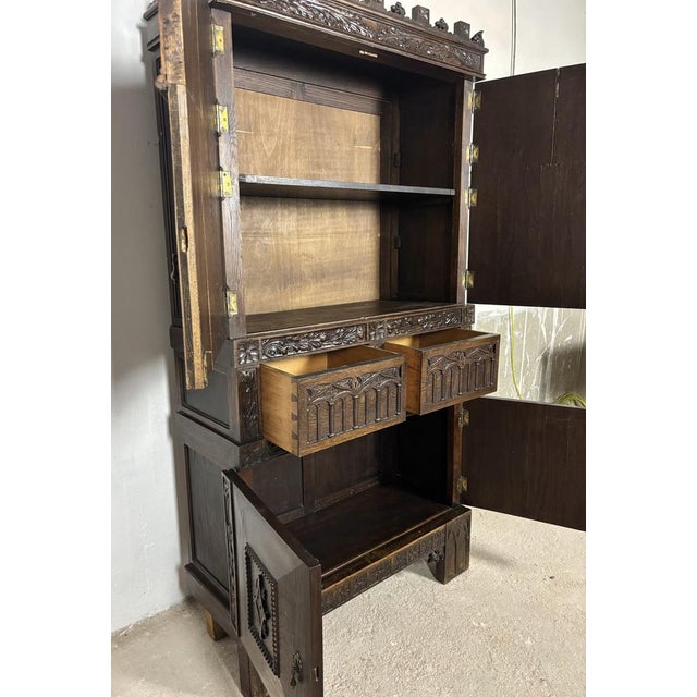 Gothic Revival Oak Cabinet, Early 20th Century For Sale - Image 9 of 15
