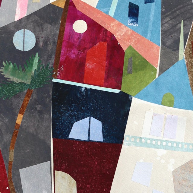 City of Palms - Abstract Urban Color Drenched Collage Mixed Media Original Artwork by Maria C Bernhardsson For Sale In Los Angeles - Image 6 of 7