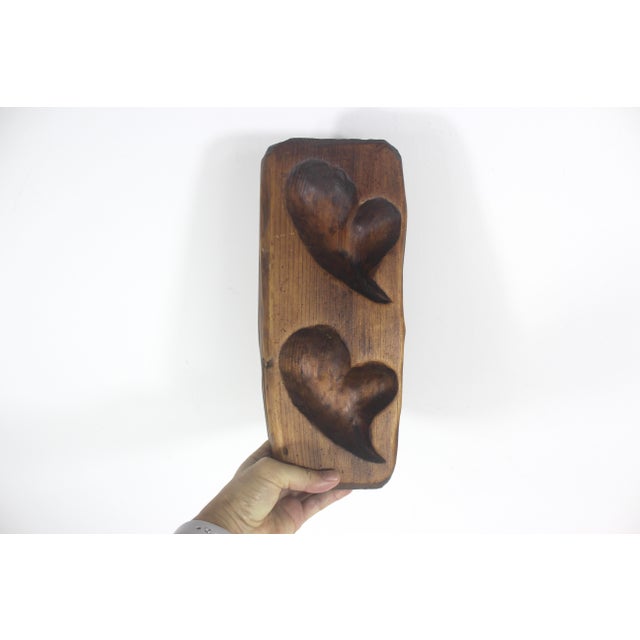 Antique Double Heart Carved Wood Maple Sugar Mold For Sale - Image 11 of 11