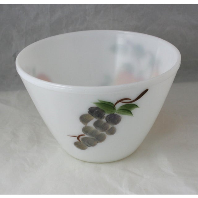 1950s Mid 20th Century Gay Fad Studios & Fire King Hand Painted Fruit Pattern Milk Glass Bowl For Sale - Image 5 of 9