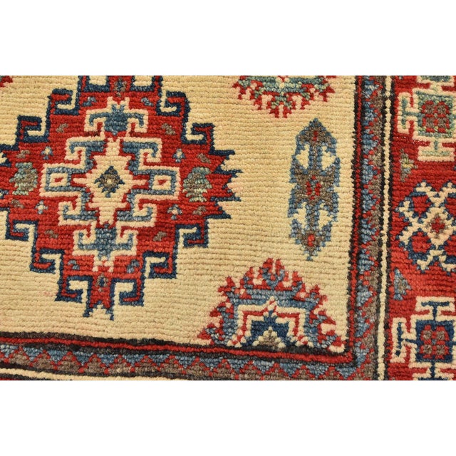 Kazak Rug 2′ X 3’2” Beige Wool Tribal Hand-Knotted Oriental Carpet For Sale - Image 4 of 9