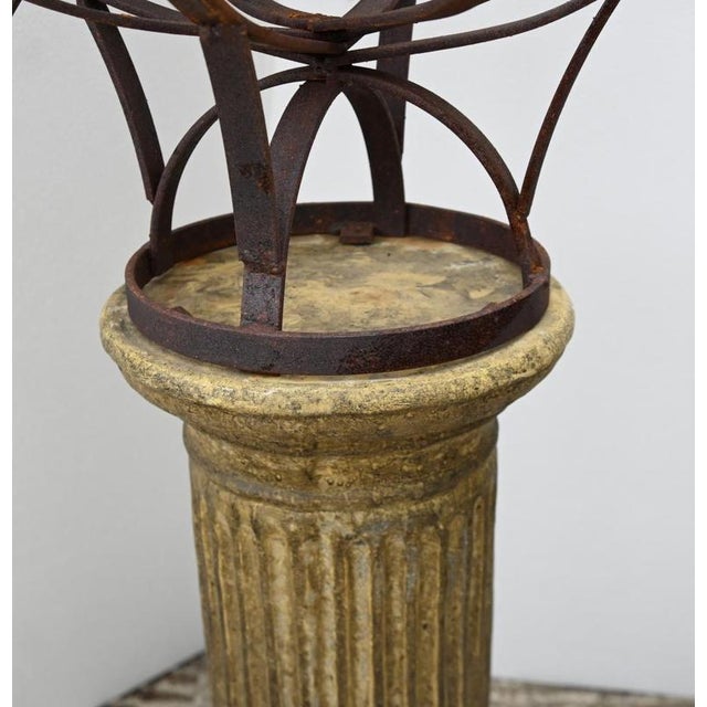 Iron Armillary Sphere on Classical Stone Pedestal For Sale - Image 3 of 4