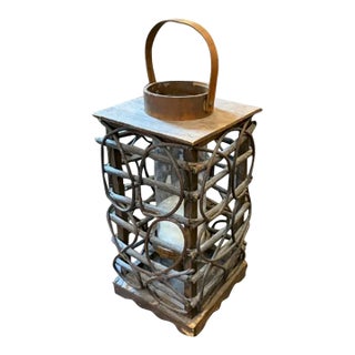 Mid Century Hand Made Adirondack Style Wood Candle Holder For Sale