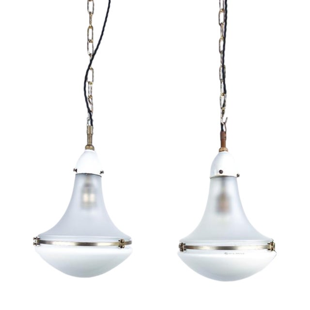 Bauhaus Luzette Pendant Light in White Enamel by Peter Behrens for Siemens, 1920s For Sale