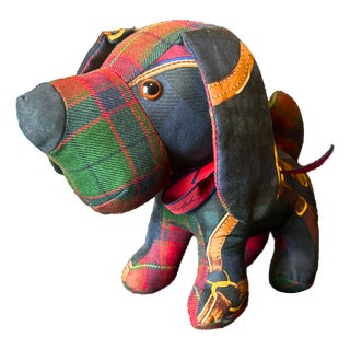 Ralph Lauren Black Watch Tartan Vintage Silk Scarf Loyal Puppy For Sale