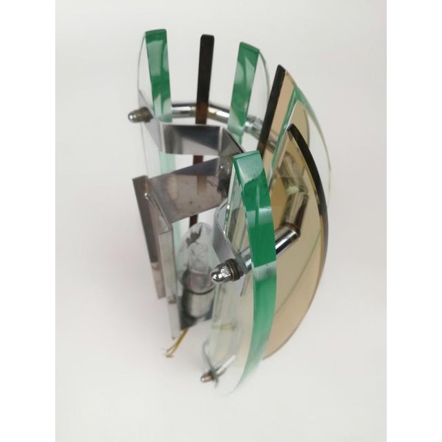 Gold Wall Sconces in Colored Glass and Chrome from Veca, Italy, 1970s, Set of 2 For Sale - Image 8 of 18