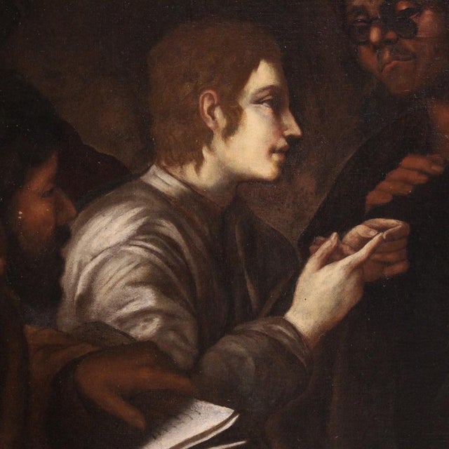 Italian Artist, Christ Among the Doctors in the Temple, 1660, Oil on Canvas For Sale - Image 12 of 16
