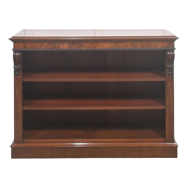 Carved Mahogany Open Bookcase For Sale