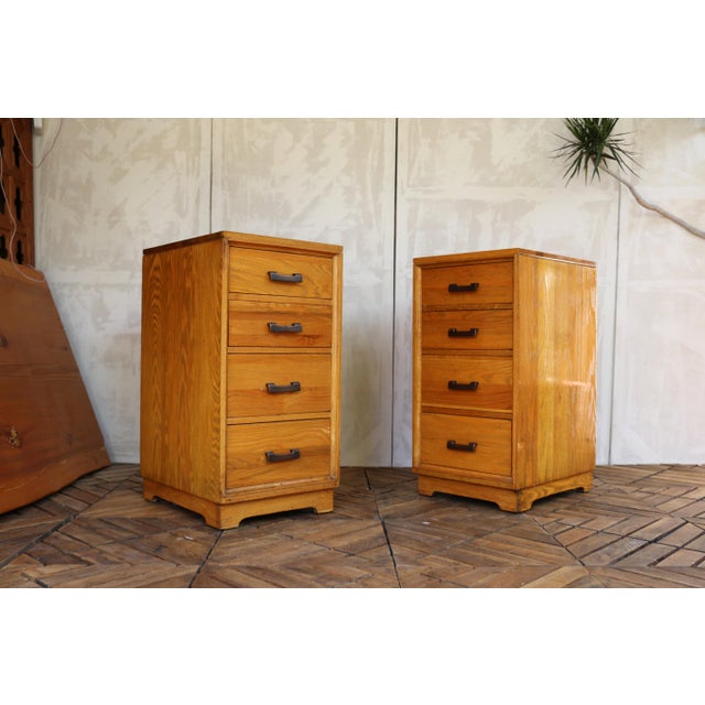 Vintage Pair of 1940s Solid Oak Nightstands For Sale - Image 4 of 18