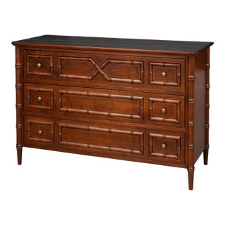 Large Faux Bamboo 3-Drawer Chest For Sale