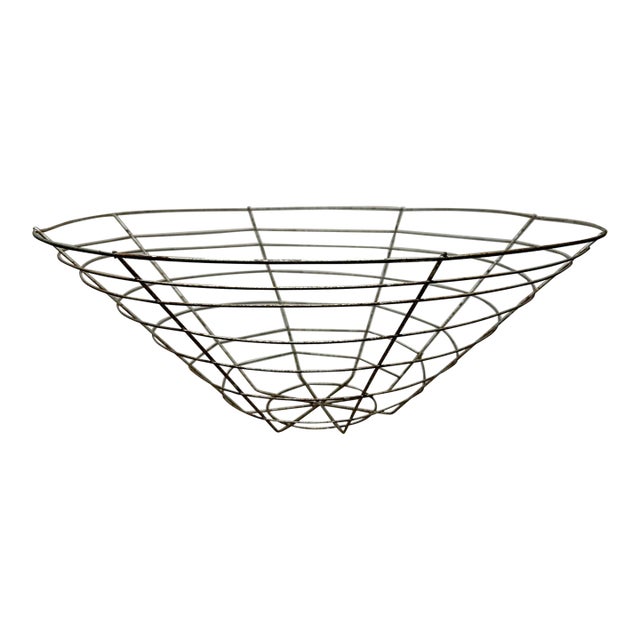 French Country Round Conical Metal Basket For Sale