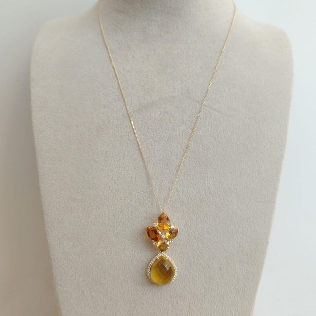2020s Citrine and Diamond 18ct Gold Pendant Necklace - Fei Liu For Sale - Image 5 of 5