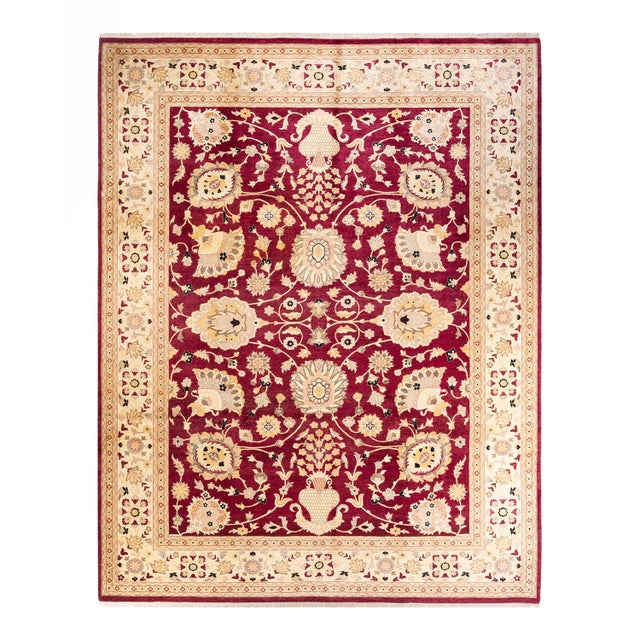 Red Mogul, One-of-a-Kind Hand-Knotted Area Rug in Red, 9' 3" x 12' 1" For Sale - Image 8 of 8