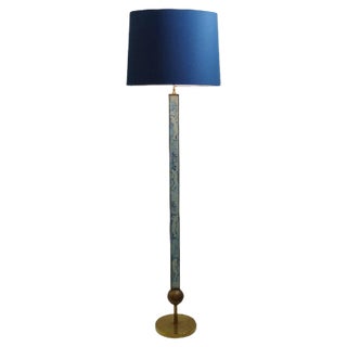 Brass and Glass Floor Lamp, Italy, 1950s For Sale