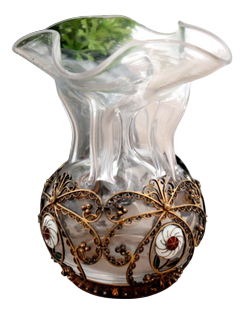 Molded Glass Planter with Silver Applications