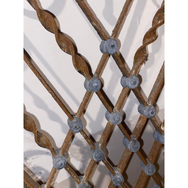 1920s 19th Century Antique French Wrought Iron Window Grille & Architectural Garden Panel For Sale - Image 5 of 12