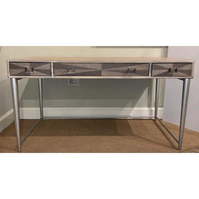 Organic Modern Greige and Gray Wood Writing Desk For Sale - Image 9 of 9