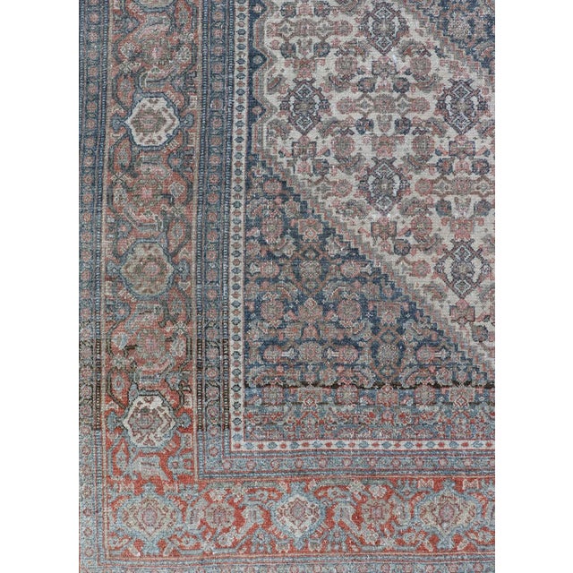Antique Persian Fine Senneh Rug With Medallion and Tribal Geometric Design 4'7 X 6'5 For Sale - Image 12 of 14
